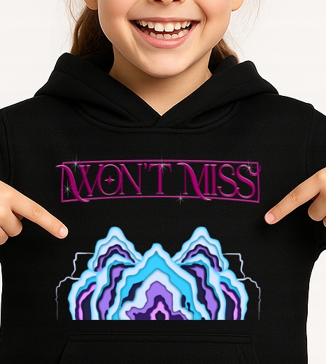 Bluza z kapturem fanart muzyczny k-pop mira won't miss z autorską grafiką czarny - wzór ASD-15984