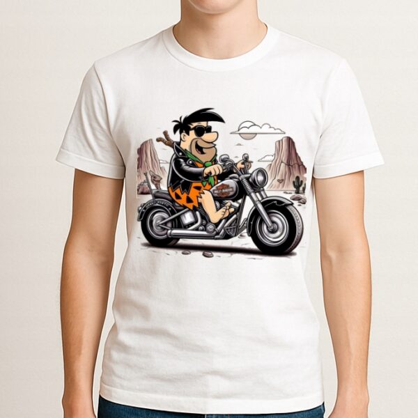 Koszulka fanart kreskówkowy motor jaskiniowiec z autorską grafiką premium  - wzór ASD-23739