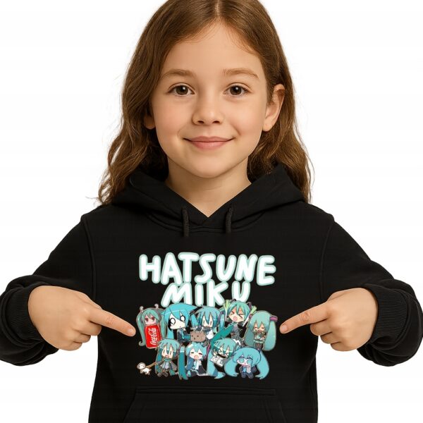 Bluza z kapturem fanart muzyczny hatsune z autorską grafiką czarny - wzór ASD-17954