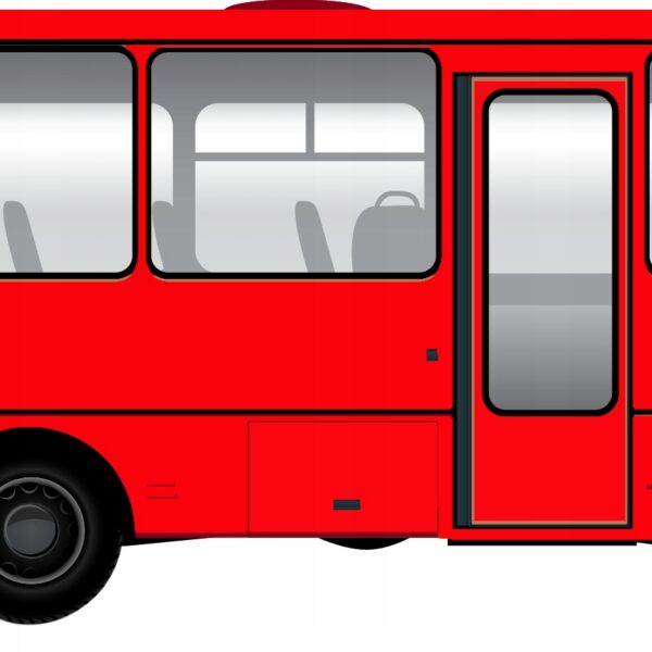 poduszka kształtka autobus czerwony, tył plusz minky