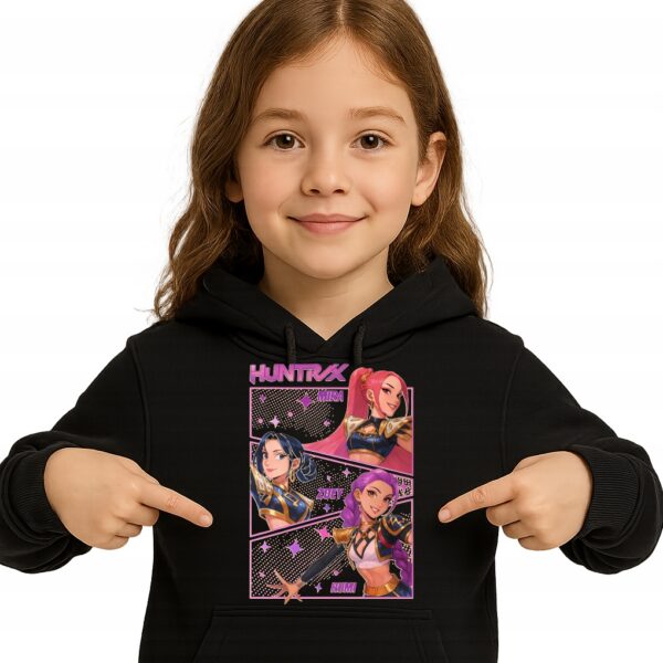 Bluza z kapturem hunters fanart muzyczny k-pop z autorską grafiką czarny - wzór ASD-18055