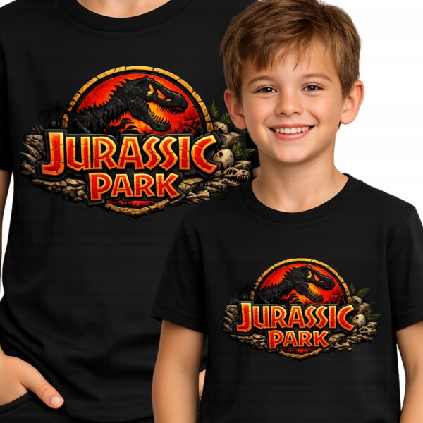 Koszulka fanart filmowo-serialowy park jurajski z autorską grafiką czarny premium - wzór ASD-21269