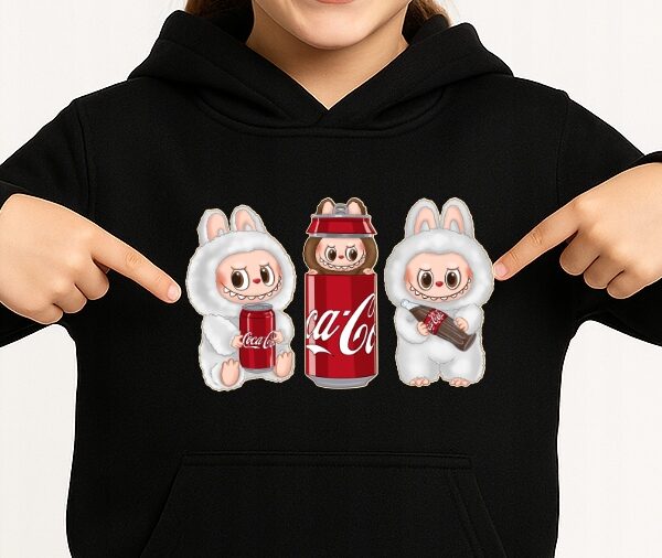 Bluza z kapturem fanart kreskówkowy z autorską grafiką czarny - wzór ASD-18501