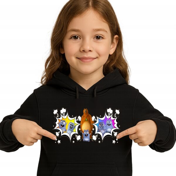 Bluza z kapturem fanart kreskówkowy lemingi z autorską grafiką czarny - wzór ASD-17275