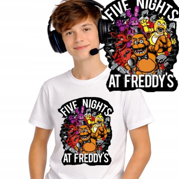 Koszulka fanart fnaf gamingowy z autorską grafiką biały premium - wzór ASD-21136