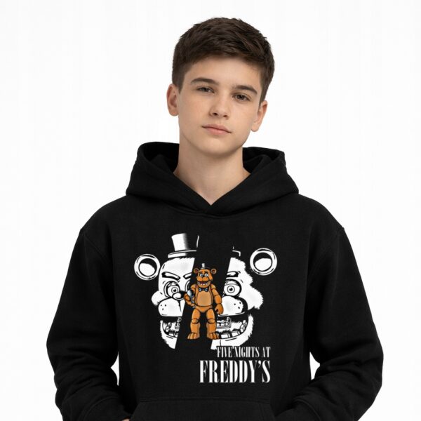 Bluza z kapturem FNAF fanart gamingowy z autorską grafiką czarny - wzór ASD-23531
