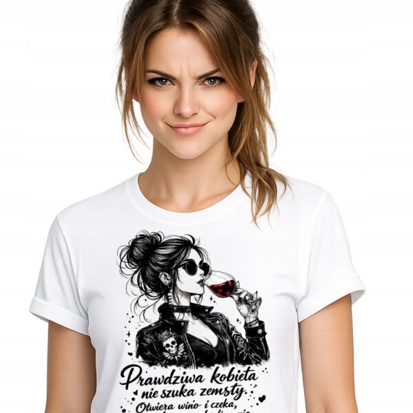 prawdziwa kobieta karma śmieszna koszulka t-shirt premium