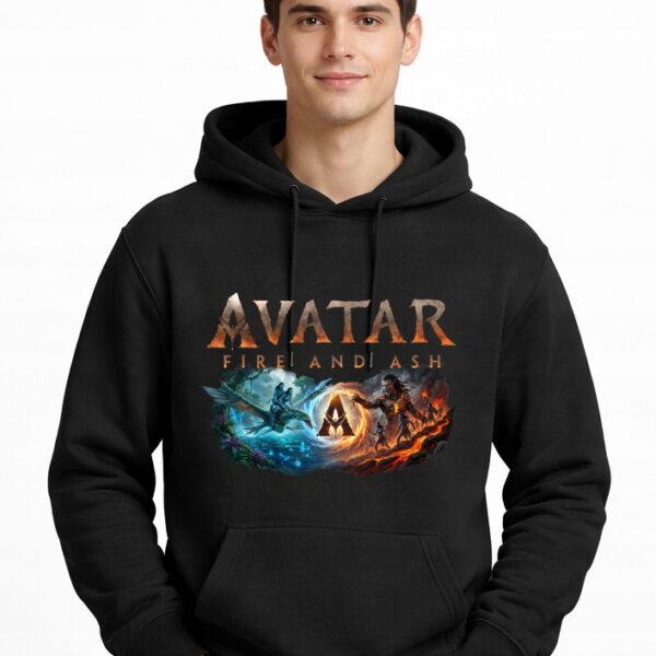 Bluza z kapturem fanart filmowo-serialowy awatar z autorską grafiką czarny - wzór ASD-23432