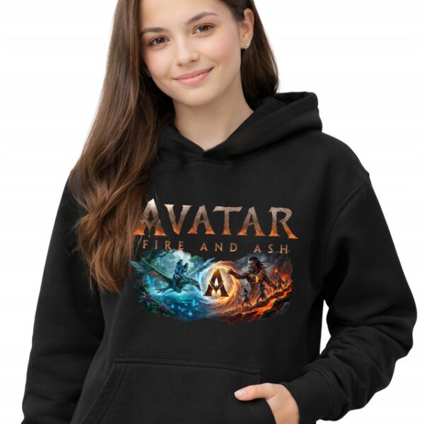 Bluza z kapturem fanart filmowo-serialowy awatar z autorską grafiką czarny - wzór ASD-7225