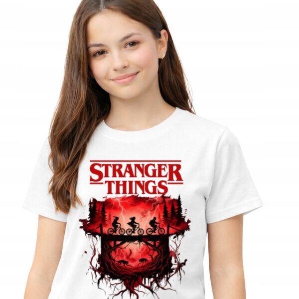 Koszulka fanart stranger filmowo-serialowy z autorską grafiką biały premium - wzór ASD-16466