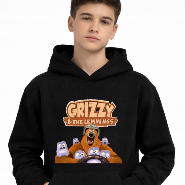 Bluza z kapturem fanart filmowo-serialowy lemingi z autorską grafiką czarny - wzór ASD-21607