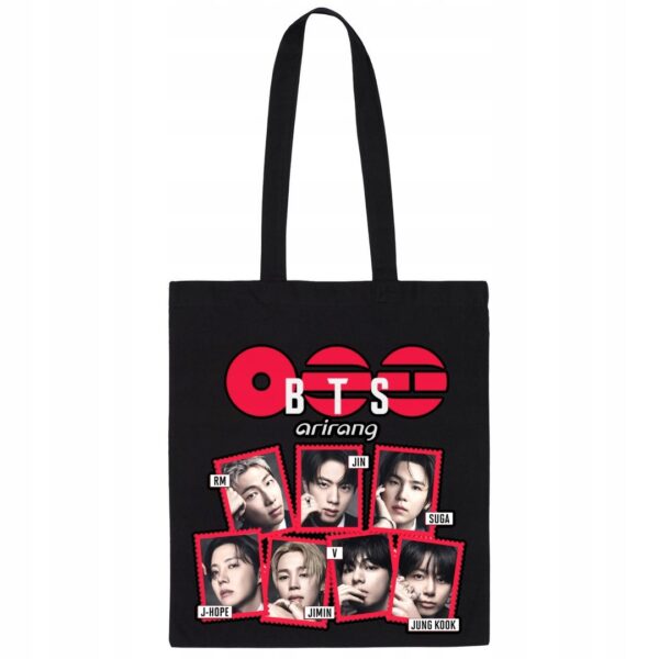 Torba fanart bts muzyczny k-pop z autorską grafiką czarny - wzór ASD-10759