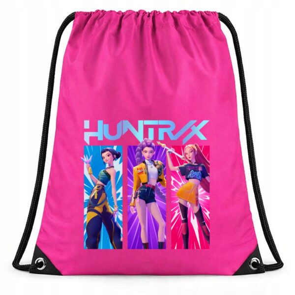 Worek fanart huntrix muzyczny rumi mira zoey k-pop z autorską grafiką różowy premium - wzór ASD-9812