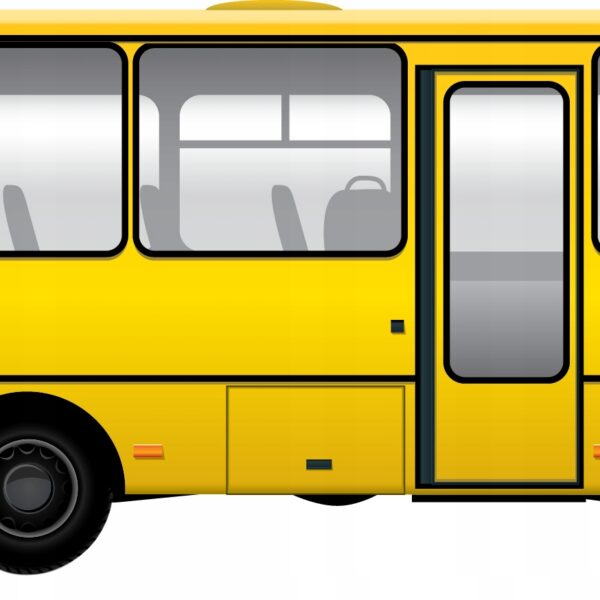 poduszka kształtka autobus żółty, tył plusz minky