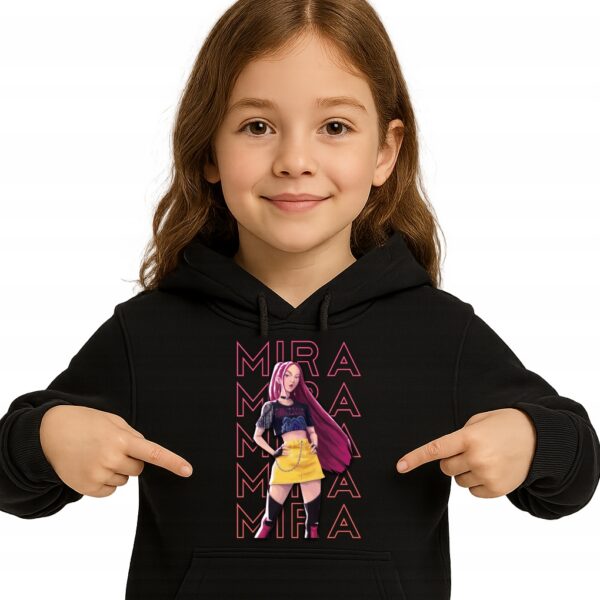 Bluza z kapturem fanart muzyczny k-pop mira z autorską grafiką czarny - wzór ASD-16584