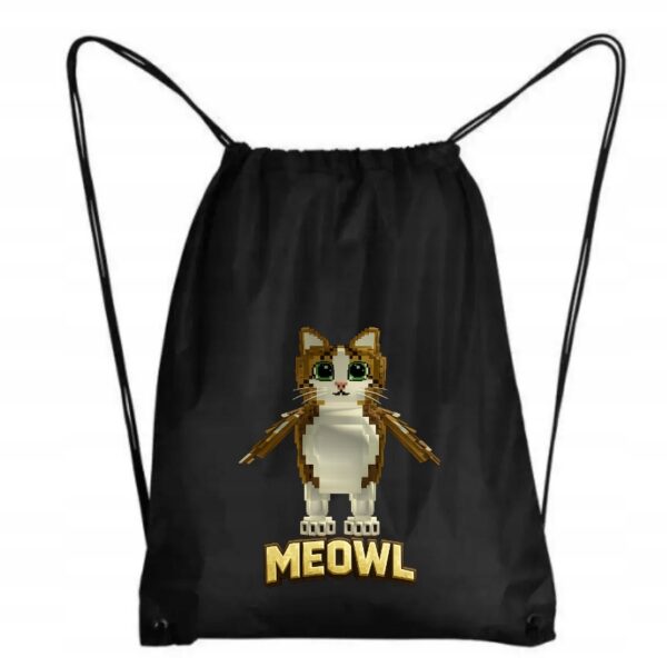 Worek mem sowa kot meowl z autorską grafiką czarny - wzór ASD-9563