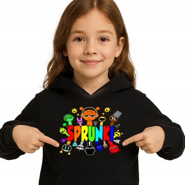 Bluza z kapturem fanart sprunki z autorską grafiką czarny - wzór ASD-16439