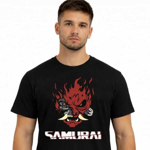 samurai cyberpunk koszulka t-shirt czarny premium