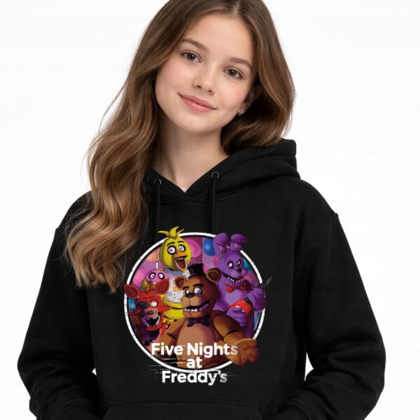 Bluza z kapturem fanart fnaf gamingowy z autorską grafiką czarny - wzór ASD-21212