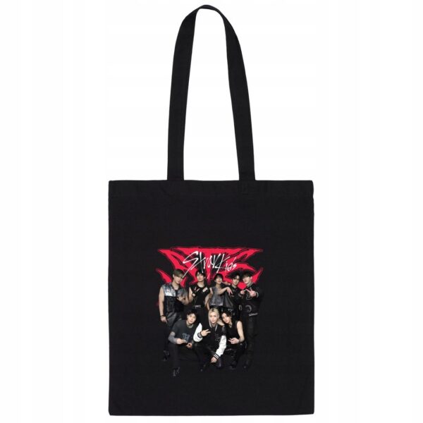 Torba fanart muzyczny k-pop stray z autorską grafiką czarny - wzór ASD-10337