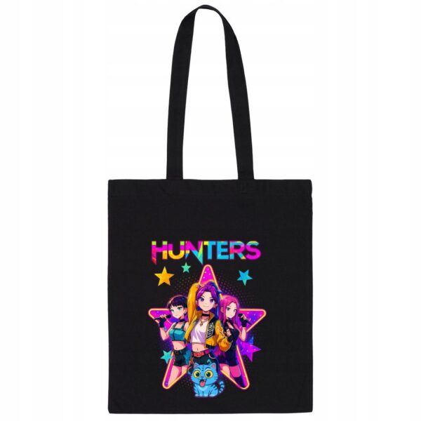 Torba fanart muzyczny k-pop huntrix z autorską grafiką czarny - wzór ASD-10020
