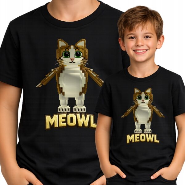 Koszulka fanart mem meowl sowa kot z autorską grafiką czarny premium - wzór ASD-17469