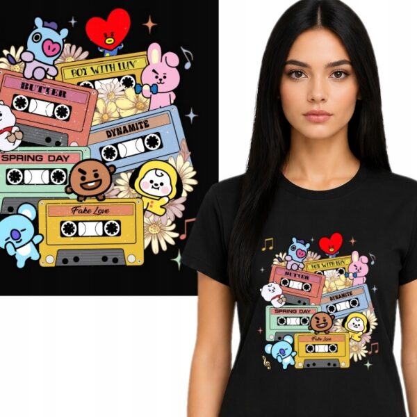 Koszulka damska fanart bts muzyczny k-pop z autorską grafiką premium - wzór ASD-24857
