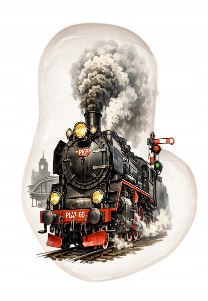 Poduszka dekoracyjna fanart kolejowy z autorską grafiką - wzór ASD-13906