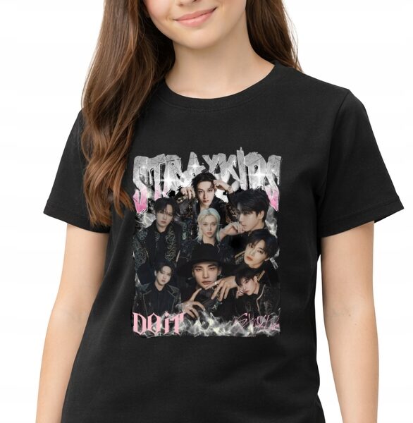 Koszulka damska fanart stray muzyczny k-pop z autorską grafiką premium - wzór ASD-23909