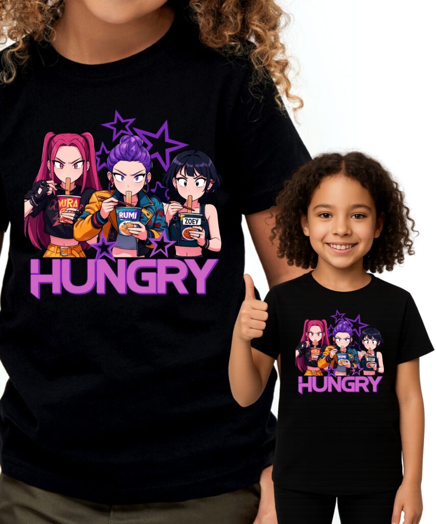 Koszulka fanart huntrix ramen muzyczny k-pop z autorską grafiką czarny premium - wzór ASD-22409