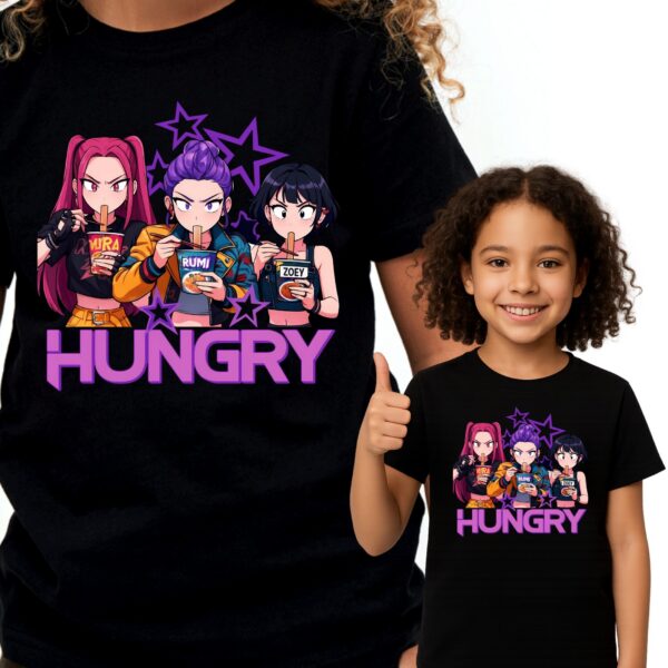 Koszulka fanart huntrix ramen muzyczny k-pop z autorską grafiką czarny premium - wzór ASD-22409