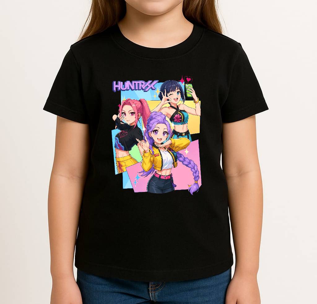Koszulka fanart huntrix muzyczny k-pop z autorską grafiką czarny premium - wzór ASD-22342