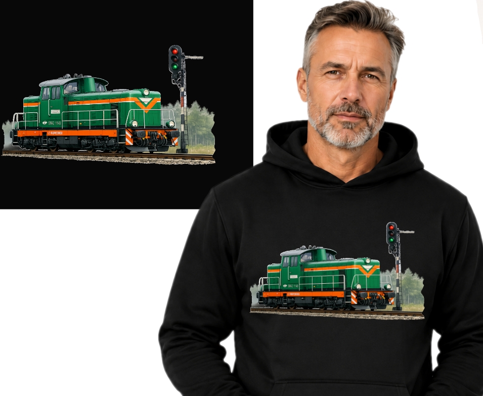 Bluza z kapturem pociągi lokomotywy kolej PKP SM42 STONKA