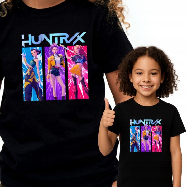 HUNTRIX K-POP DEMON HUNTERS T-SHIRT CZARNY PREMIUM 116
