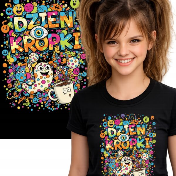 DZIEŃ KROPKI WESOŁA KOSZULKA DO SZKOŁY PRZEDSZKOLA T-SHIRT PREMIUM CZ 116