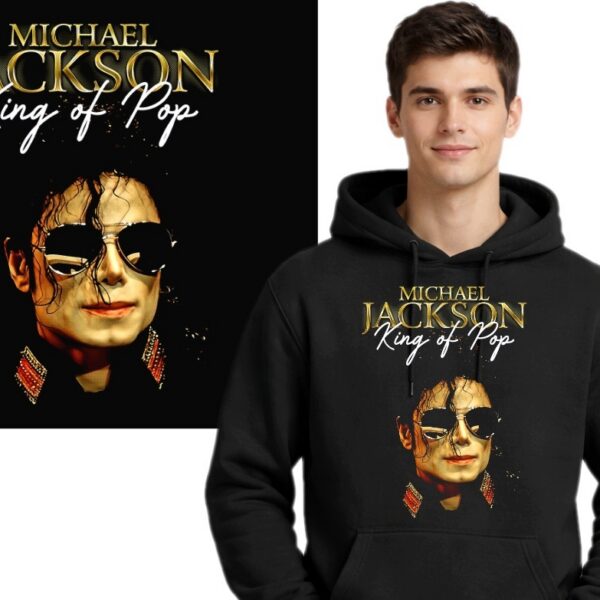 MICHAEL JACKSON KRÓL POP LEGENDA BLUZA Z KAPTUREM CIEPŁA CZARNY