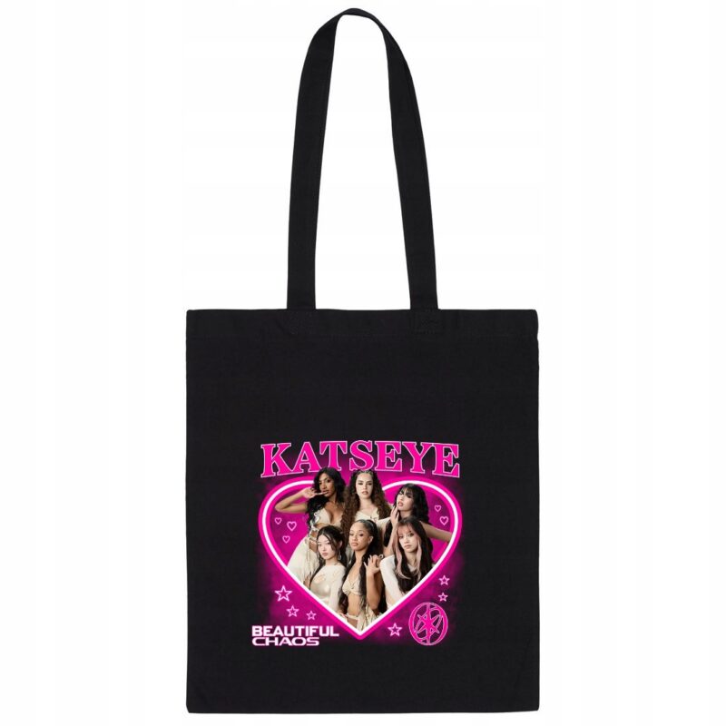 KATSEYE K-POP TORBA CZARNA SHOPERKA NA RAMIĘ BAWEŁNIANA GRUBA