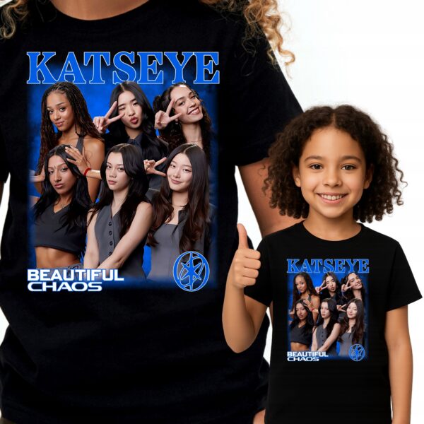 PIĘKNA KOSZULKA KATSEYE K-POP KOSZULKA T-SHIRT CZARNY PREMIUM