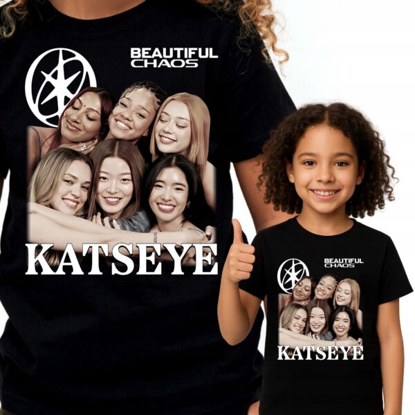 PIĘKNA KOSZULKA KATSEYE K-POP KOSZULKA T-SHIRT CZARNY PREMIUM