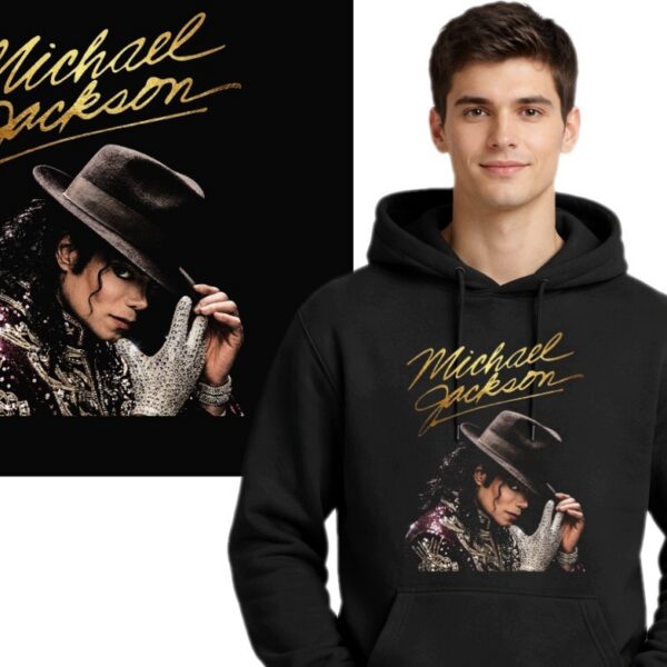 MICHAEL JACKSON KRÓL POP LEGENDA BAD BLUZA Z KAPTUREM CIEPŁA CZARNY