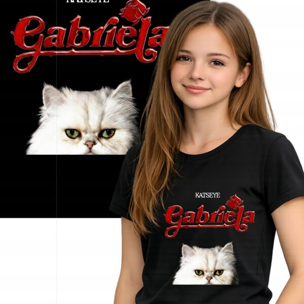 KATSEYE K-POP GABRIELA KOT KOSZULKA T-SHIRT CZARNY PREMIUM