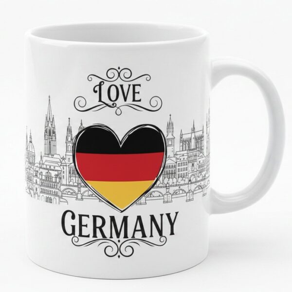 LOVE GERMANY KOCHAM NIEMCY FLAGA KUBEK Z NADRUKIEM NA PREZENT