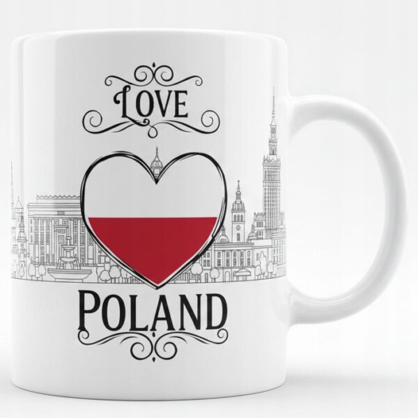 LOVE POLAND KOCHAM POLSKĘ FLAGA KUBEK Z NADRUKIEM NA PREZENT