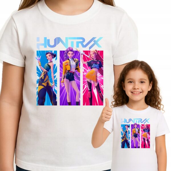 HUNTRIX K-POP DEMON HUNTERS T-SHIRT BIALY PREMIUM
