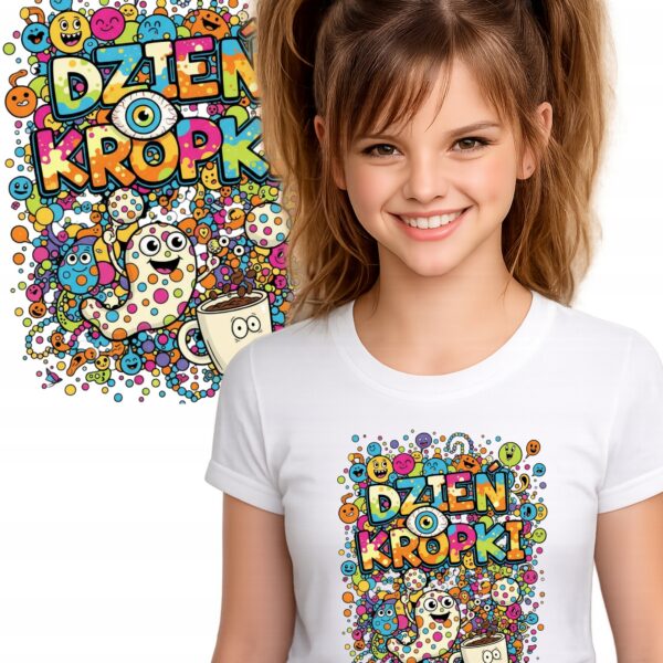 DZIEŃ KROPKI WESOŁA KOSZULKA DO SZKOŁY PRZEDSZKOLA T-SHIRT PREMIUM 116