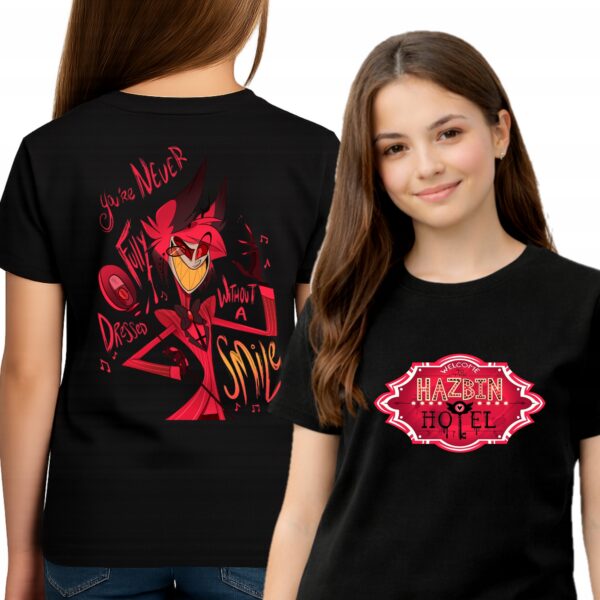 HAZBIN HOTEL ALASTOR KOSZULKA DWUSTRONNA T-SHIRT CZARNY PREMIUM