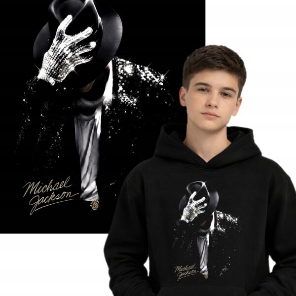 MICHAEL JACKSON KRÓL POP Dangerous BLUZA Z KAPTUREM CIEPŁA CZARNY