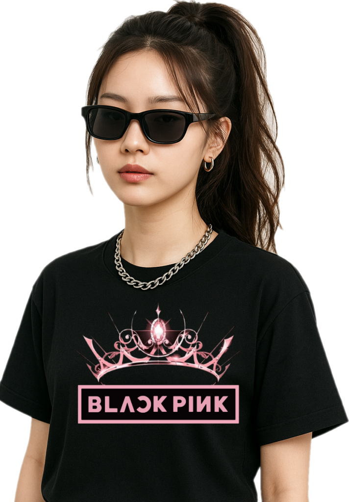 Koszulka fanart black pink muzyczny k-pop z autorską grafiką premium S