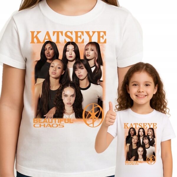 PIĘKNA KOSZULKA KATSEYE K-POP KOSZULKA T-SHIRT BIAŁA PREMIUM