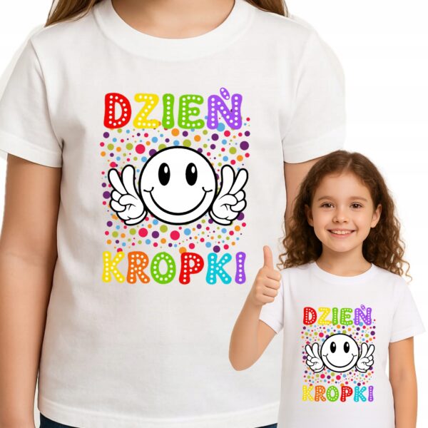 DZIEŃ KROPKI KOSZULKA T-SHIRT BIALY PREMIUM 116